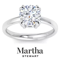 Lab Created Martha Stewart Carat Round Shape Grown Diamond Solitaire Engagement Ring Available 14K White and Yellow Gold