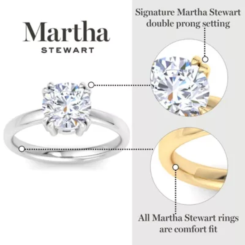 Lab Created Martha Stewart Carat Round Shape Grown Diamond Solitaire Engagement Ring Available 14K White and Yellow Gold