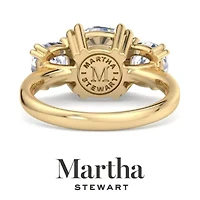 Lab Created 5 Carat Cushion Cut Grown Diamond Three Stone Engagement Ring Available 14K White and Yellow Gold