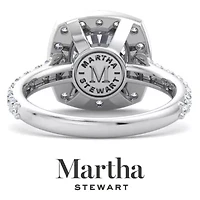 Lab Created Martha Stewart 4 Carat Cushion Cut Grown Diamond Halo Engagement Ring Available 14K White and Yellow Gold