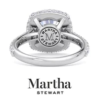Lab Created Martha Stewart 4 Carat Cushion Cut Grown Diamond Hidden Halo Engagement Ring Available 14K White and Yellow Gold