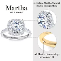 Lab Created Martha Stewart 4 Carat Cushion Cut Grown Diamond Hidden Halo Engagement Ring Available 14K White and Yellow Gold