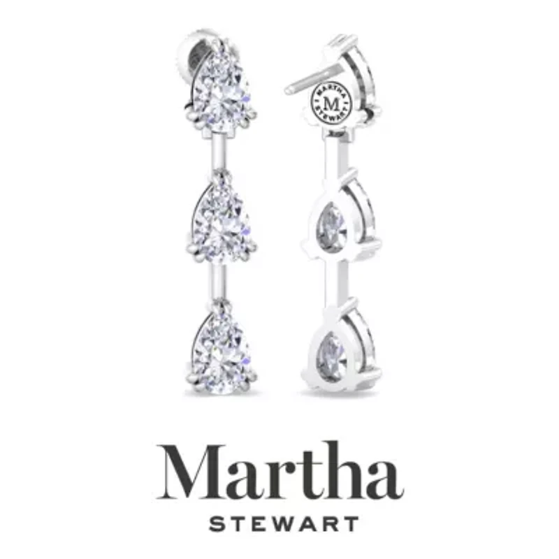 Lab Created 3 Carat Pear Shape Grown Diamond Drop Earrings Available 14 Karat White Or Yellow Gold