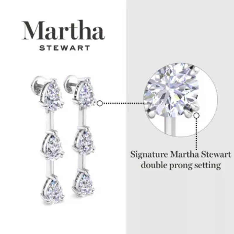 Lab Created 3 Carat Pear Shape Grown Diamond Drop Earrings Available 14 Karat White Or Yellow Gold