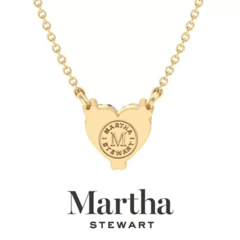 Lab Created Martha Stewart Carat Heart Shape Grown Diamond Solitaire Necklace Available 14K White and Yellow Gold