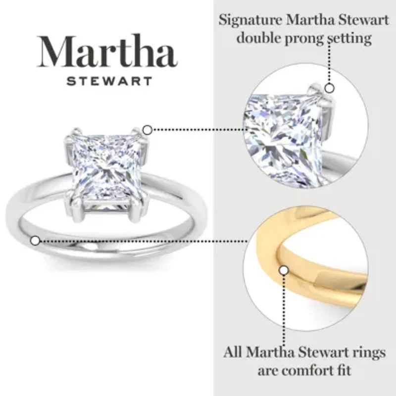 Lab Created Martha Stewart Carat Princess Cut Grown Diamond Solitaire Engagement Ring Available 14K White and Yellow Gold