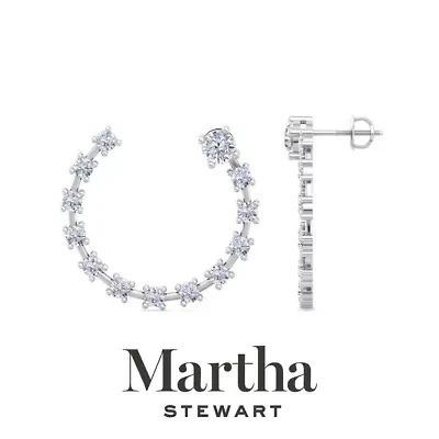 Lab Created Martha Stewart 3 Carat Grown Diamond Hoop Earrings Available 14 Karat White Or Yellow Gold