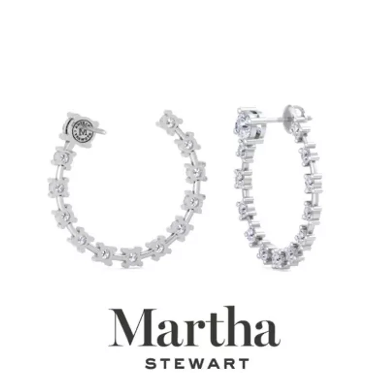 Lab Created Martha Stewart 3 Carat Grown Diamond Hoop Earrings Available 14 Karat White Or Yellow Gold