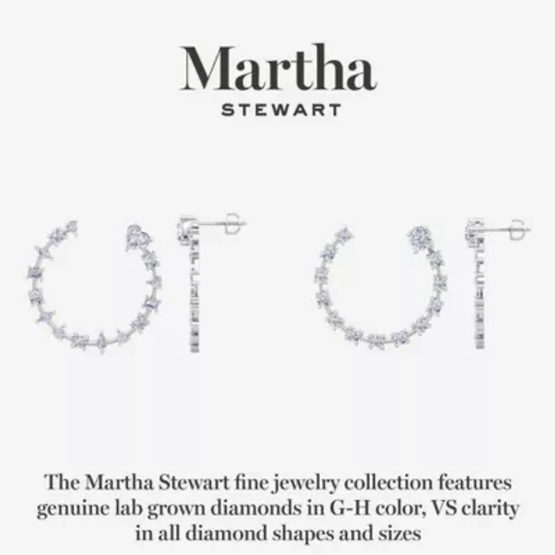 Lab Created Martha Stewart 3 Carat Grown Diamond Hoop Earrings Available 14 Karat White Or Yellow Gold
