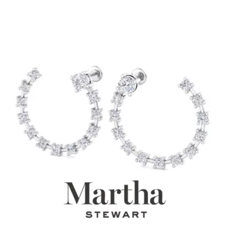 Lab Created Martha Stewart 3 Carat Grown Diamond Hoop Earrings Available 14 Karat White Or Yellow Gold