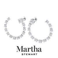 Lab Created Martha Stewart 3 Carat Grown Diamond Hoop Earrings Available 14 Karat White Or Yellow Gold