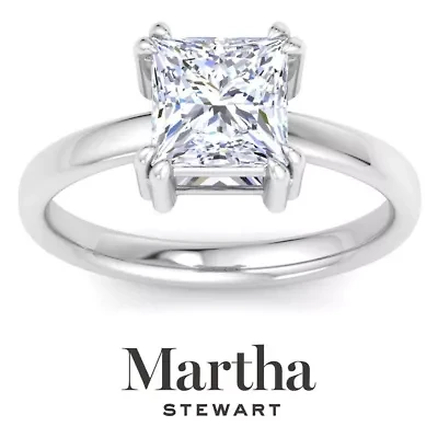 Lab Created Martha Stewart Carat Princess Cut Grown Diamond Solitaire Engagement Ring Available 14K White and Yellow Gold