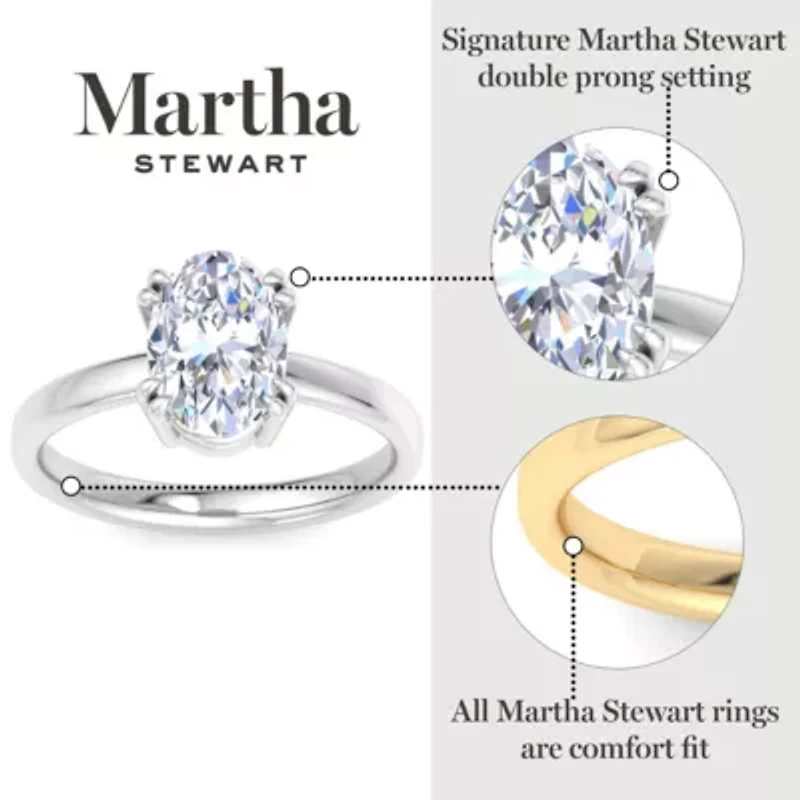Lab Created Martha Stewart Carat Oval Shape Grown Diamond Solitaire Engagement Ring Available 14K White and Yellow Gold