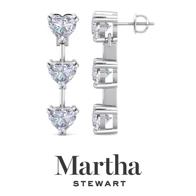 Lab Created Martha Stewart Carat Heart Shape Grown Diamond Drop Earrings Available 14 Karat White Or Yellow Gold