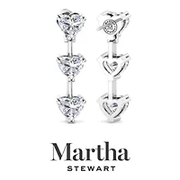 Lab Created Martha Stewart Carat Heart Shape Grown Diamond Drop Earrings Available 14 Karat White Or Yellow Gold