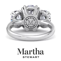 Lab Created Martha Stewart 5 Carat Oval Shape Grown Diamond Three Stone Engagement Ring Available 14K White and Yellow Gold