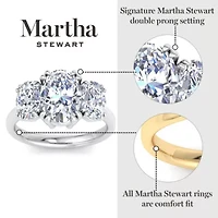 Lab Created Martha Stewart 5 Carat Oval Shape Grown Diamond Three Stone Engagement Ring Available 14K White and Yellow Gold