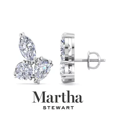 Lab Created Martha Stewart 3 Carat Grown Diamond Cluster Stud Earrings Available 14 Karat White Or Yellow Gold