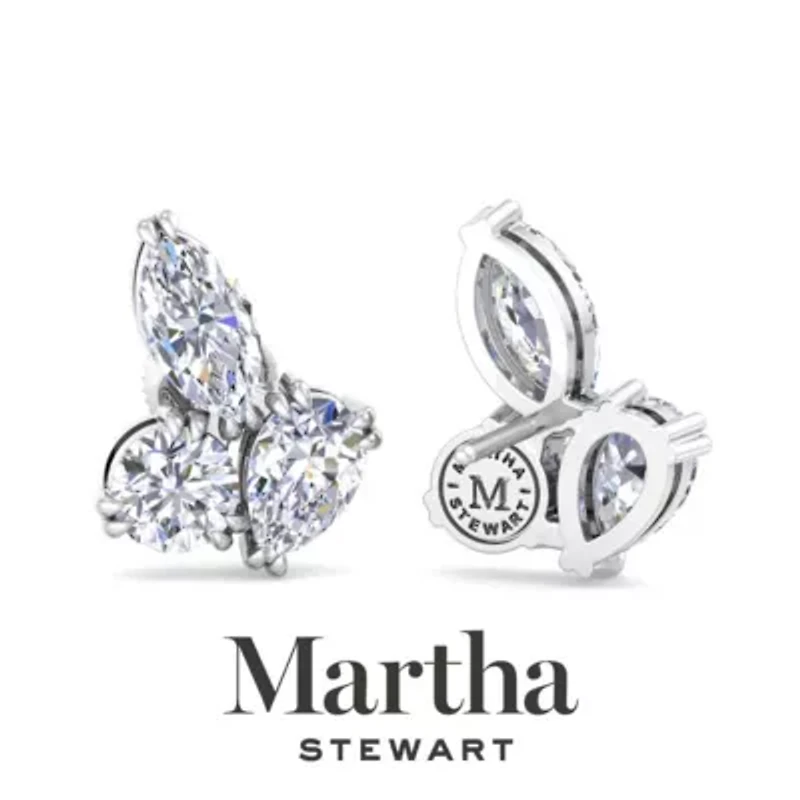 Lab Created Martha Stewart 3 Carat Grown Diamond Cluster Stud Earrings Available 14 Karat White Or Yellow Gold
