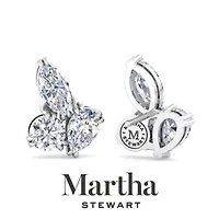 Lab Created Martha Stewart 3 Carat Grown Diamond Cluster Stud Earrings Available 14 Karat White Or Yellow Gold