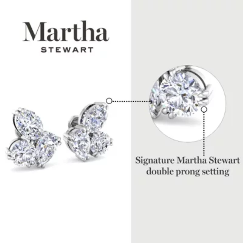 Lab Created Martha Stewart 3 Carat Grown Diamond Cluster Stud Earrings Available 14 Karat White Or Yellow Gold