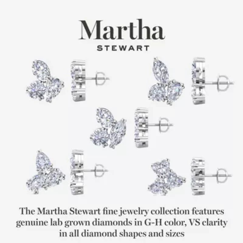 Lab Created Martha Stewart 3 Carat Grown Diamond Cluster Stud Earrings Available 14 Karat White Or Yellow Gold