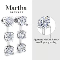 Lab Created Martha Stewart 3 Carat Round Shape Grown Diamond Drop Earrings Available 14 Karat White Or Yellow Gold