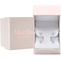 Lab Created Martha Stewart 3 Carat Round Shape Grown Diamond Drop Earrings Available 14 Karat White Or Yellow Gold