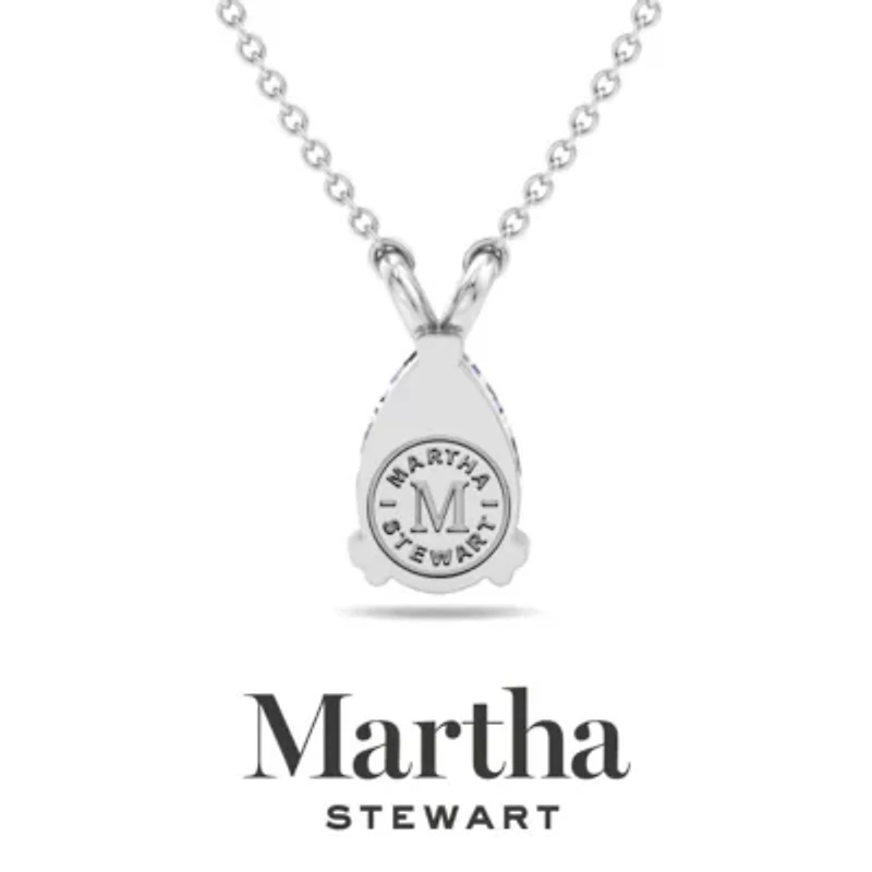 Lab Created Martha Stewart Carat Pear Shape Grown Diamond Solitaire Necklace Available 14K White and Yellow Gold