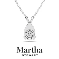 Lab Created Martha Stewart Carat Pear Shape Grown Diamond Solitaire Necklace Available 14K White and Yellow Gold
