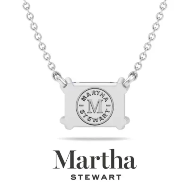 Lab Created Martha Stewart Carat Emerald Cut Grown Diamond Solitaire Necklace Available 14K White and Yellow Gold