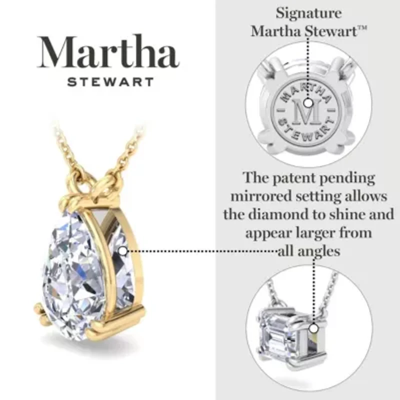 Lab Created Martha Stewart Carat Emerald Cut Grown Diamond Solitaire Necklace Available 14K White and Yellow Gold