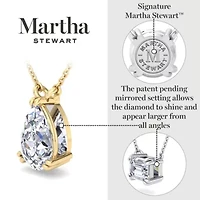 Lab Created Martha Stewart Carat Emerald Cut Grown Diamond Solitaire Necklace Available 14K White and Yellow Gold