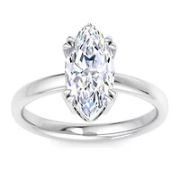 Lab Created 2 Carat Marquise Shape Grown Diamond Solitaire Engagement Ring Available 14K White and Yellow Gold