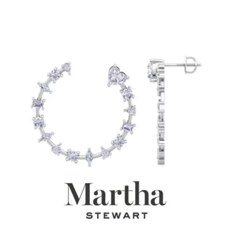 Lab Created Martha Stewart 3 Carat Grown Diamond Fancy Hoop Earrings Available 14 Karat White Or Yellow Gold