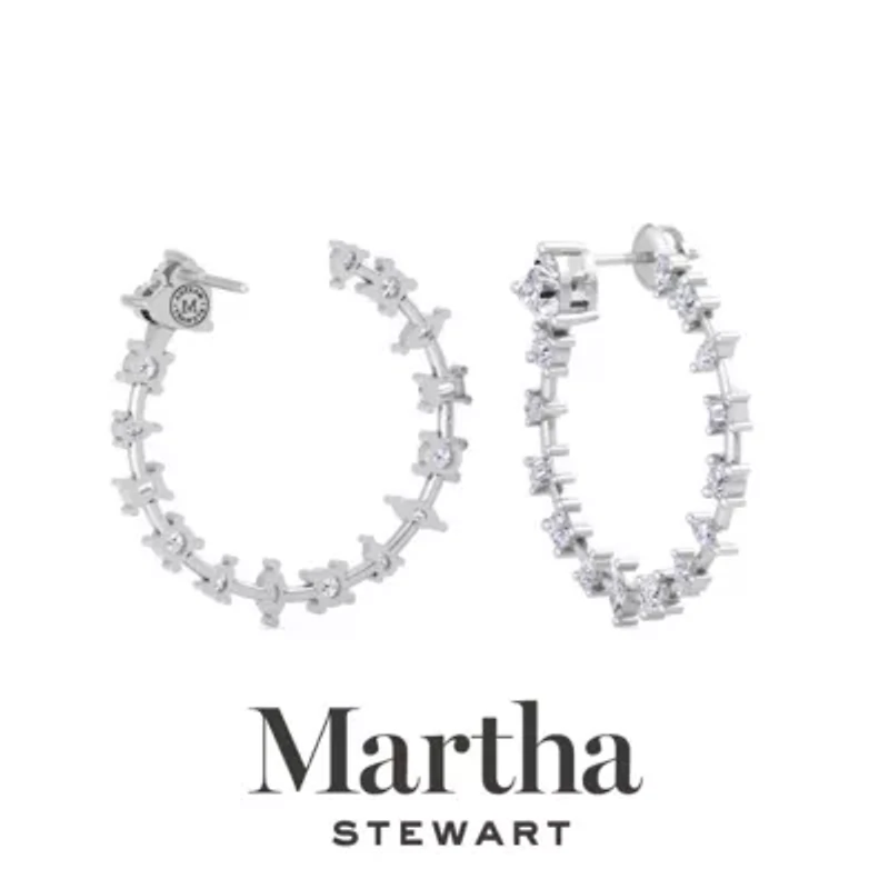 Lab Created Martha Stewart 3 Carat Grown Diamond Fancy Hoop Earrings Available 14 Karat White Or Yellow Gold