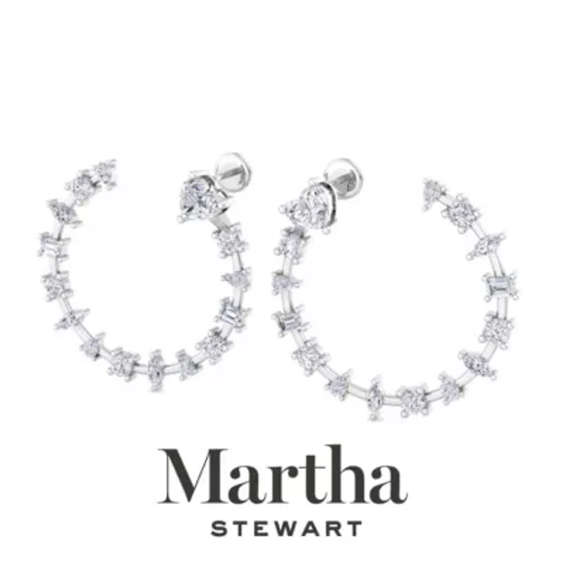 Lab Created Martha Stewart 3 Carat Grown Diamond Fancy Hoop Earrings Available 14 Karat White Or Yellow Gold