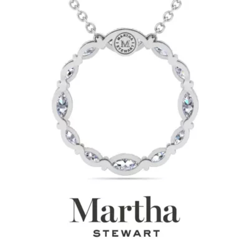 Lab Created Martha Stewart 4 Carat Grown Diamond Marquise Circle Necklace Available 14K White and Yellow Gold