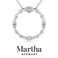Lab Created Martha Stewart 4 Carat Grown Diamond Marquise Circle Necklace Available 14K White and Yellow Gold