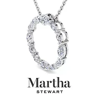 Lab Created Martha Stewart 4 Carat Grown Diamond Marquise Circle Necklace Available 14K White and Yellow Gold