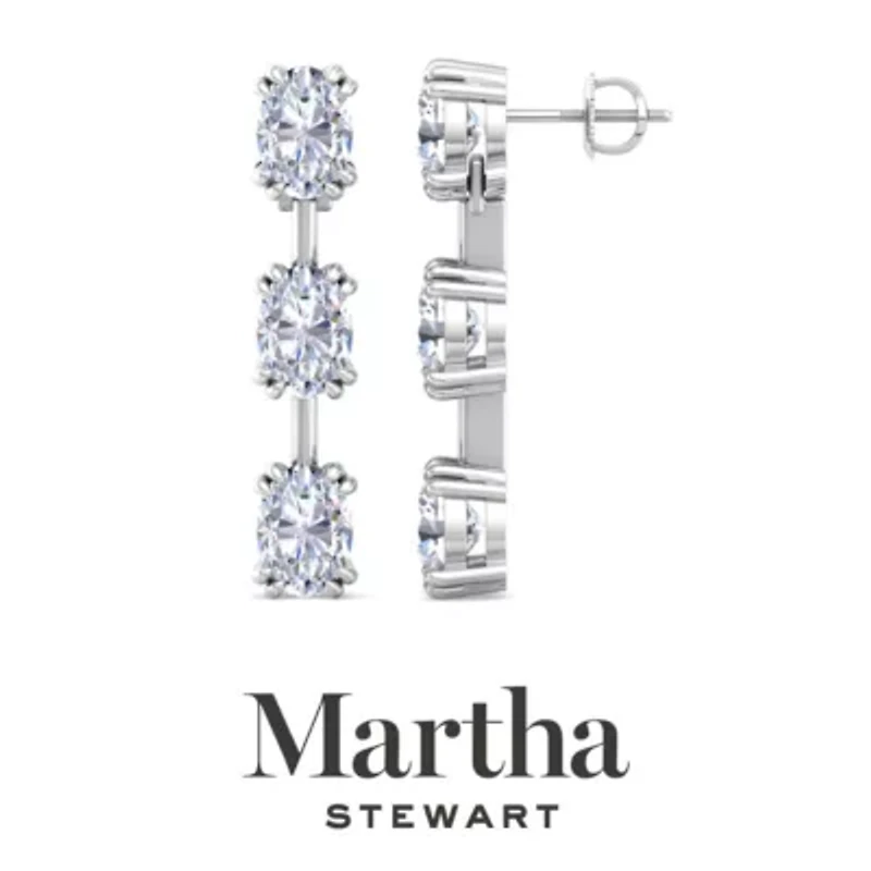 Lab Created Martha Stewart Carat Oval Shape Grown Diamond Drop Earrings Available 14 Karat White Or Yellow Gold