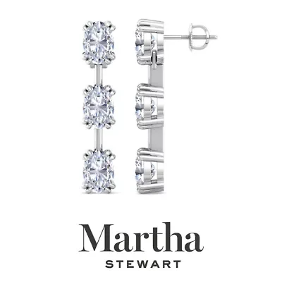 Lab Created Martha Stewart Carat Oval Shape Grown Diamond Drop Earrings Available 14 Karat White Or Yellow Gold