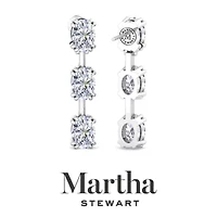 Lab Created Martha Stewart Carat Oval Shape Grown Diamond Drop Earrings Available 14 Karat White Or Yellow Gold