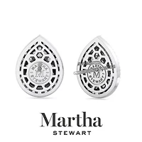 Lab Created Martha Stewart 4 Carat Pear Shape Grown Diamond Halo Stud Earrings Available 14 Karat White Or Yellow Gold