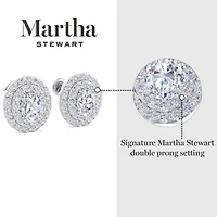 Lab Created Martha Stewart 4 Carat Pear Shape Grown Diamond Halo Stud Earrings Available 14 Karat White Or Yellow Gold