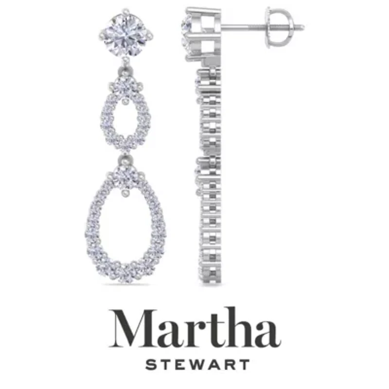 Lab Created Martha Stewart 4 Carat Grown Diamond Drop Earrings Available 14 Karat White Or Yellow Gold