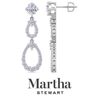Lab Created Martha Stewart 4 Carat Grown Diamond Drop Earrings Available 14 Karat White Or Yellow Gold