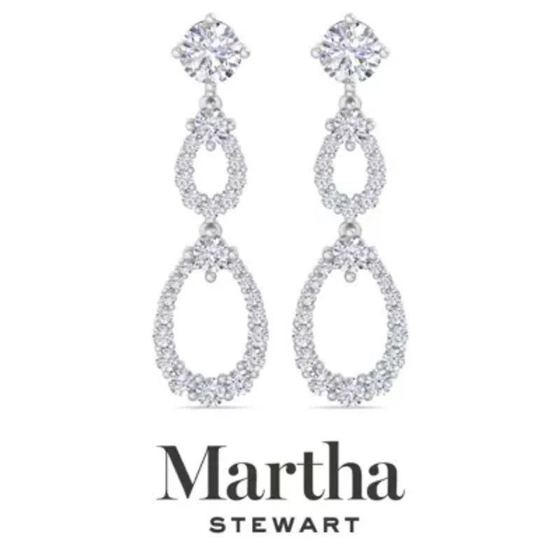 Lab Created Martha Stewart 4 Carat Grown Diamond Drop Earrings Available 14 Karat White Or Yellow Gold