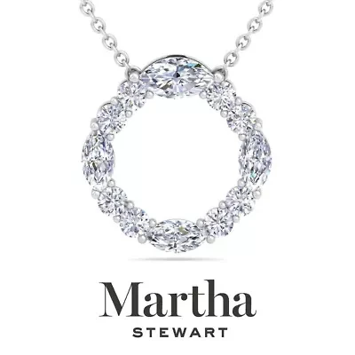 Lab Created Martha Stewart 4 Carat Grown Diamond Marquise and Round Circle Necklace Available 14K White Yellow Gold