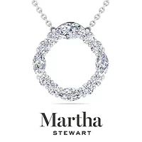 Lab Created Martha Stewart 4 Carat Grown Diamond Marquise and Round Circle Necklace Available 14K White Yellow Gold